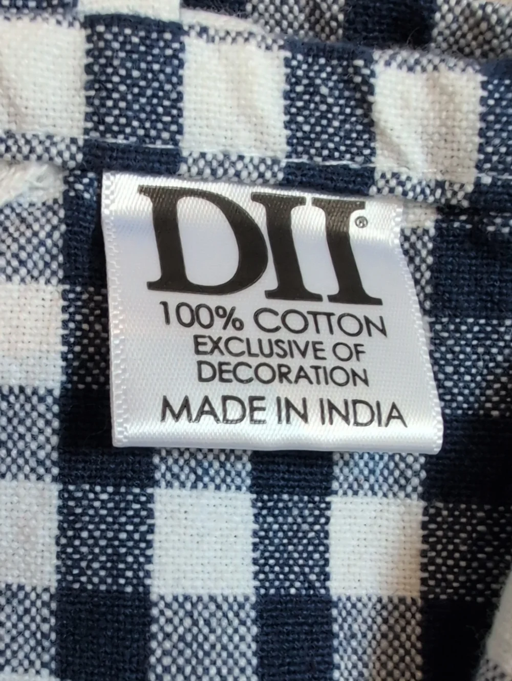 America Embroidered Navy & White Checkered Cotton Kitchen Towel Made In India
